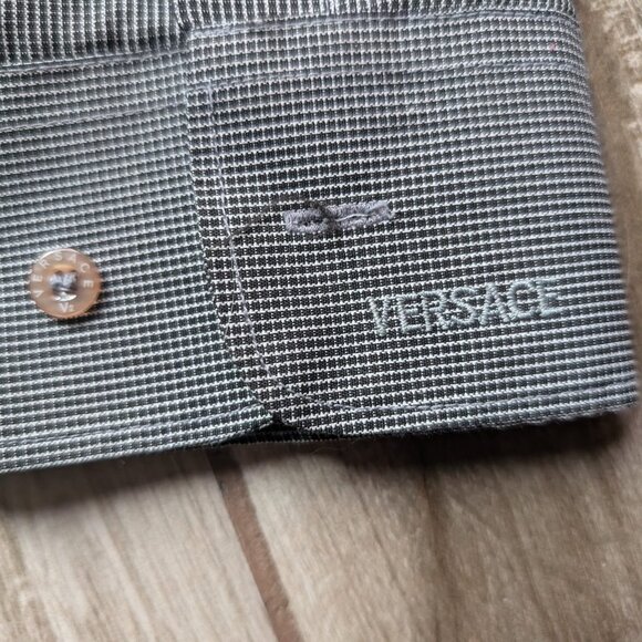 Versace Classic V2 Men’s Gray Check Dress Shirt 17.5 35/36 - Picture 4 of 9